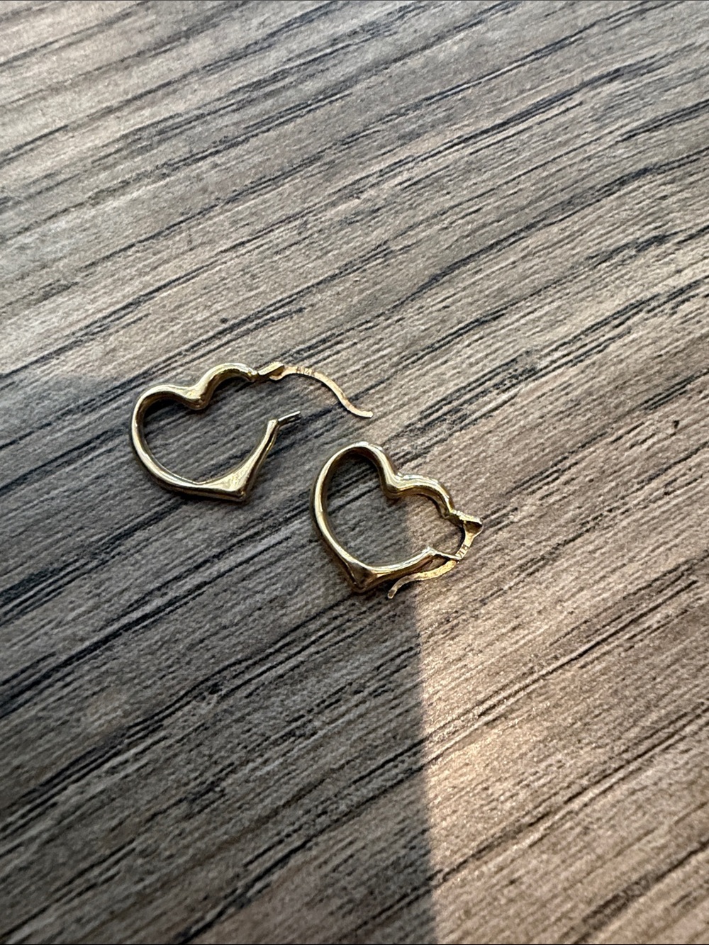 14k Gold Heart Hoop Earrings